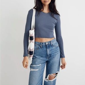 Madewell Fine Ribbed Supercrop Crewneck Long-Sleeve Tee